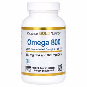 California Gold Nutrition, Omega 800 Ultra-Concentrated Omega-3 Fish Oil, kd-pur Triglyceride Form, 90 Fish Gelatin Softgels (1,000 mg Per Softgel)