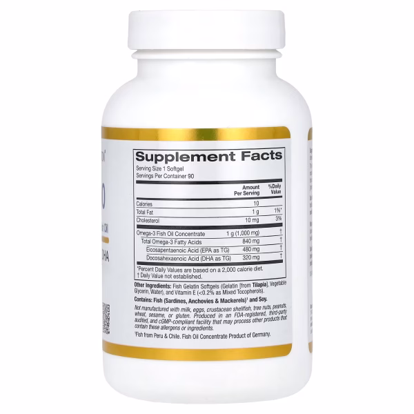 California Gold Nutrition, Omega 800 Ultra-Concentrated Omega-3 Fish Oil, kd-pur Triglyceride Form, 90 Fish Gelatin Softgels (1,000 mg Per Softgel) - Image 2