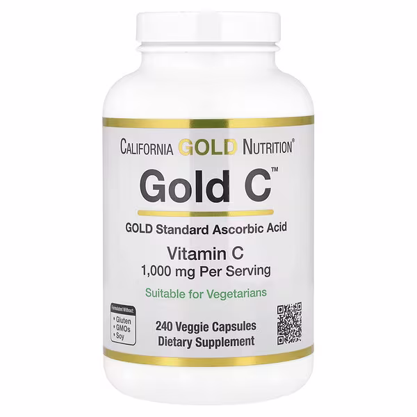 California Gold Nutrition, Gold C, USP Grade Vitamin C, 1,000 mg, 240 Veggie Capsules