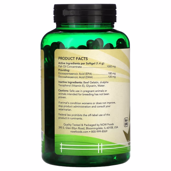 NOW Foods, Pets, Omega-3 Support for Dogs/Cats, Great Fish, 180 Softgels, 8.9 oz (252 g) - Image 2