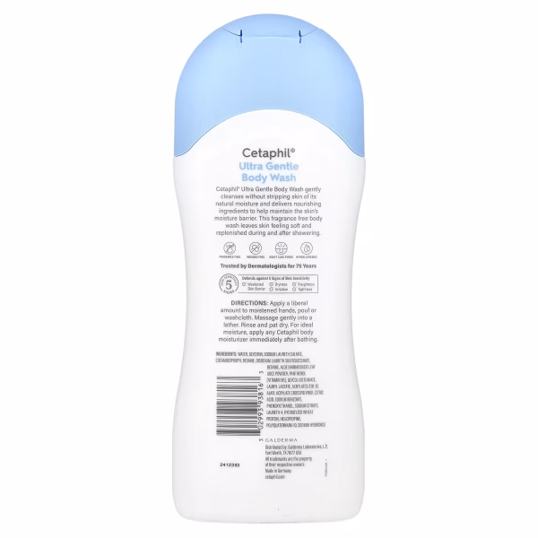 Cetaphil, Ultra Gentle Body Wash, Fragrance Free, 16.9 fl oz (500 ml) - Image 2