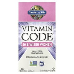 Garden of Life, Vitamin Code®, Whole Food Multivitamin for Women, 50 & Wiser, 120 Vegetarian Capsules