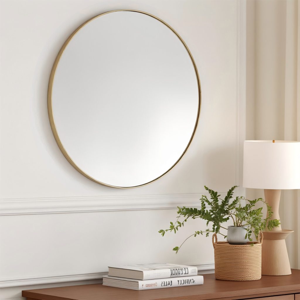 Round Metal Mirror - Gold / 70cm