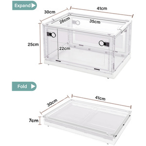 Clear Folding Storage Box on Wheels - White