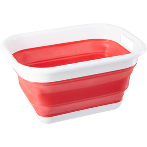 Averill Collapsible Red White Laundry Basket - White & Red