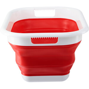 Averill Collapsible Red White Laundry Basket - White & Red - Image 2