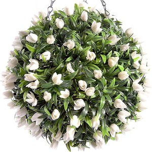 Best Artificial 28cm Ivory White Tulip Flower Ball - White