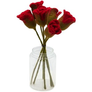 Felt Roses Set Elegant Eco Friendly Home Decor Crafts - Red
