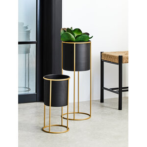 Trosa Large Black And Gold Floor Standing Planter - Black