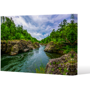 River in mountain forest landscape Canvas Print