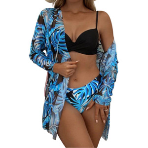 Floral Bikini Set with Matching Kimono