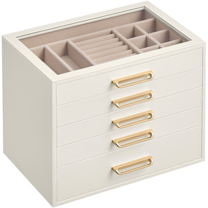 SONGMICS Jewellery Box, 5-Layer Jewellery Storage Organiser - Cream White