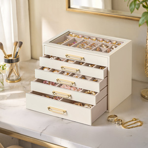 SONGMICS Jewellery Box, 5-Layer Jewellery Storage Organiser - Cream White - Image 2