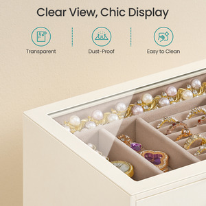 SONGMICS Jewellery Box, 5-Layer Jewellery Storage Organiser - Cream White - Image 3