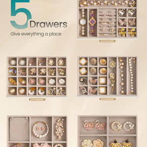 SONGMICS Jewellery Box, 5-Layer Jewellery Storage Organiser - Cream White - Image 4