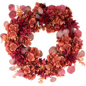Autumn Hydrangea and Dahlia Wreath - Burnt Orange