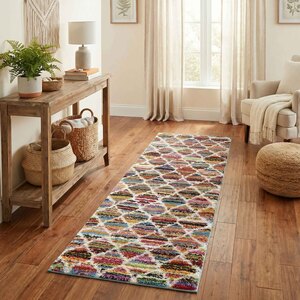 Rio Modern Living Room Shaggy Area Rug Geometric Abstract Rug Trellis Design