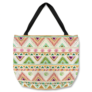 Colorful Striped Gold Style Triangles Tote bag - Green