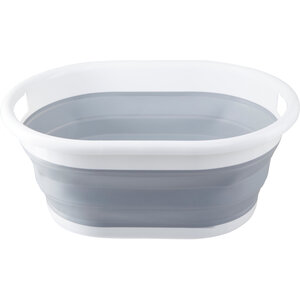 Averill Grey and White Oval Collapsible Laundry Basket - White & Grey