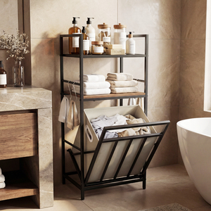 2 Tier Laundry Hamper - Coffee - Image 2