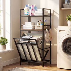 2 Tier Laundry Hamper - Coffee - Image 4