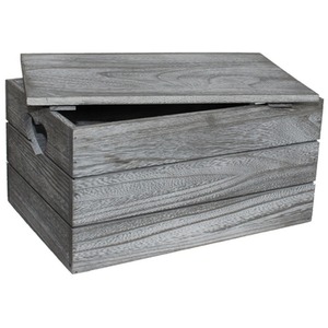 Vintage Effect Heart Cut Handle Wooden Lidded Storage Box