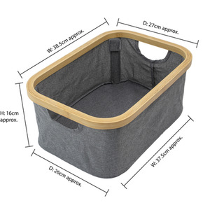 JVL Bambanio Foldable Bamboo Storage Basket, 26L - Grey - Grey - Image 2