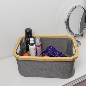 JVL Bambanio Foldable Bamboo Storage Basket, 26L - Grey - Grey - Image 3