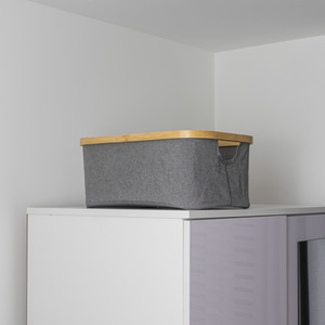 JVL Bambanio Foldable Bamboo Storage Basket, 26L - Grey - Grey - Image 4
