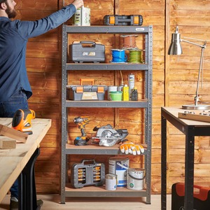 5 Tier Garage Shelves - Grey - Image 2