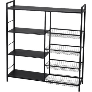 Kitchen Microwave Oven Vegetable Storage Cart - Black