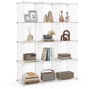 12 Wire Cube Storage Shelf Rack - White