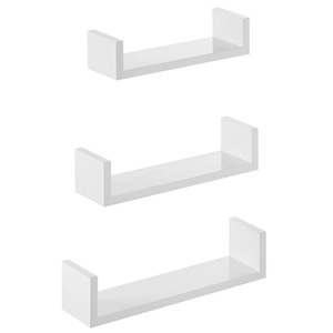 SONGMICS 6-Tier Modern Floating Shelf Set of 3, for Home and Office - White