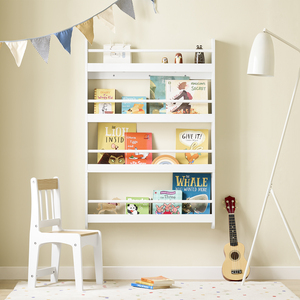 Kids Bookshelf with 4 Shelves - White - White