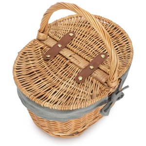 Child's Oval Lidded Hamper with Grey Sage Lining - Grey