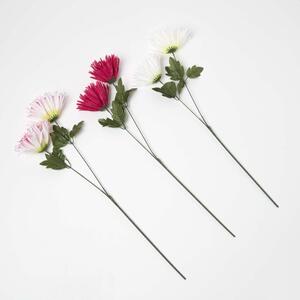 Homescapes Artificial Chrysanthemum Single Stem Set of 3, 60cm - Pink, Green, White