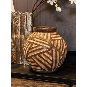 Caila Large Textured  Ombre Glass Vase - Cast Aluminium 100%