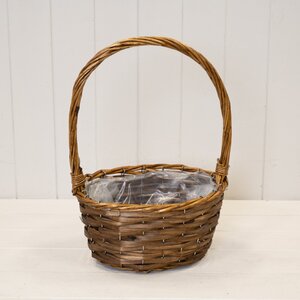 Oval Brown Willow Basket with Overhandle - Brown