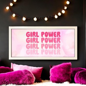 Wall Art Framed Print Girl's Room Girl Power - White