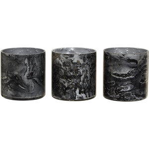 Garan Set Of 3 Grey Marble Effect Tealight Holders - Multi colour