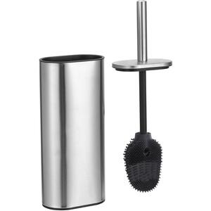 Fortuna 5L Soft Close Bathroom Pedal Bin and Toilet Brush Set in Satin Chrome - Silver