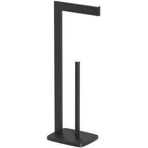 Square Black Freestanding Toilet Roll Holder - Matt Black