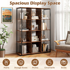 Tall Freestanding Bookshelf - Brown - Image 2