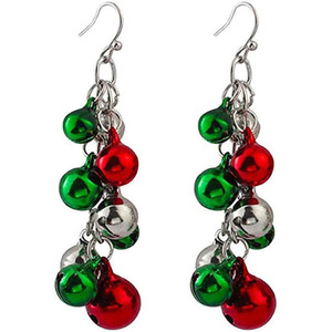 Christmas Coloured Bell Earrings - Red/Green/Silver