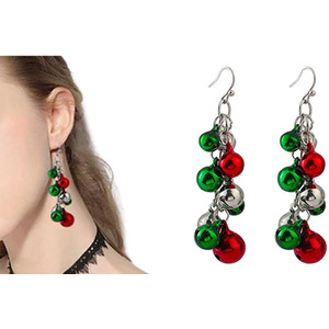 Christmas Coloured Bell Earrings - Red/Green/Silver - Image 2