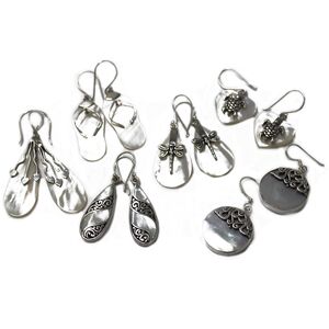 Shell Earrings Three Hearts MOP - Silver