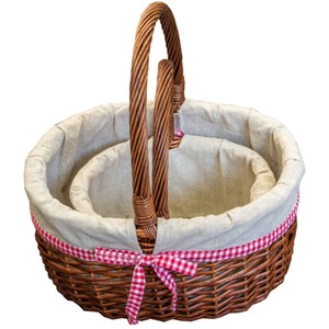 Set of 2 Lined Hollander Shopping Baskets - Brown